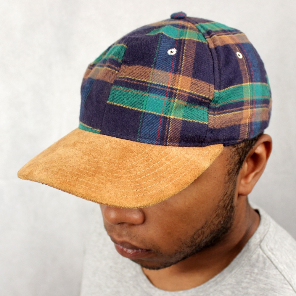 ✨ Vintage ✨ Suede Brim Plaid Hat